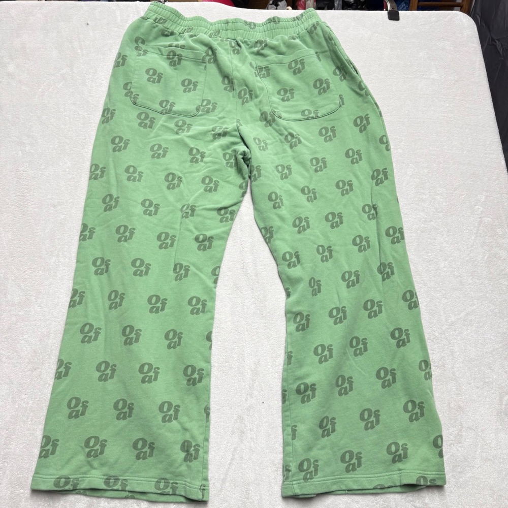 Lazy Oaf Green Oaf Logo Print Wide Leg Sweatpants Joggers UK 18 US 14 - Picture 9 of 12
